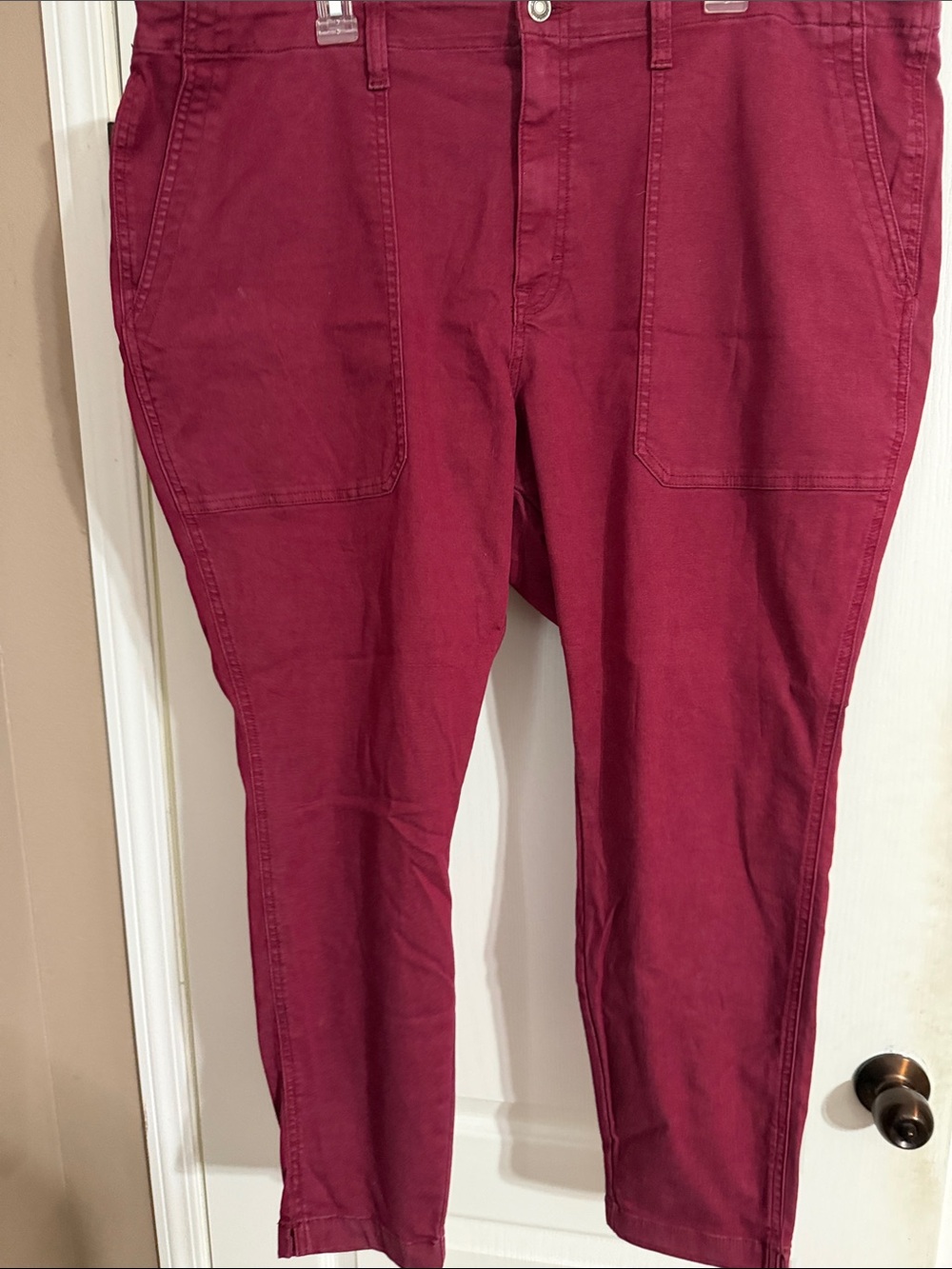 Slim Stretch Skinny Jeans in Burgundy